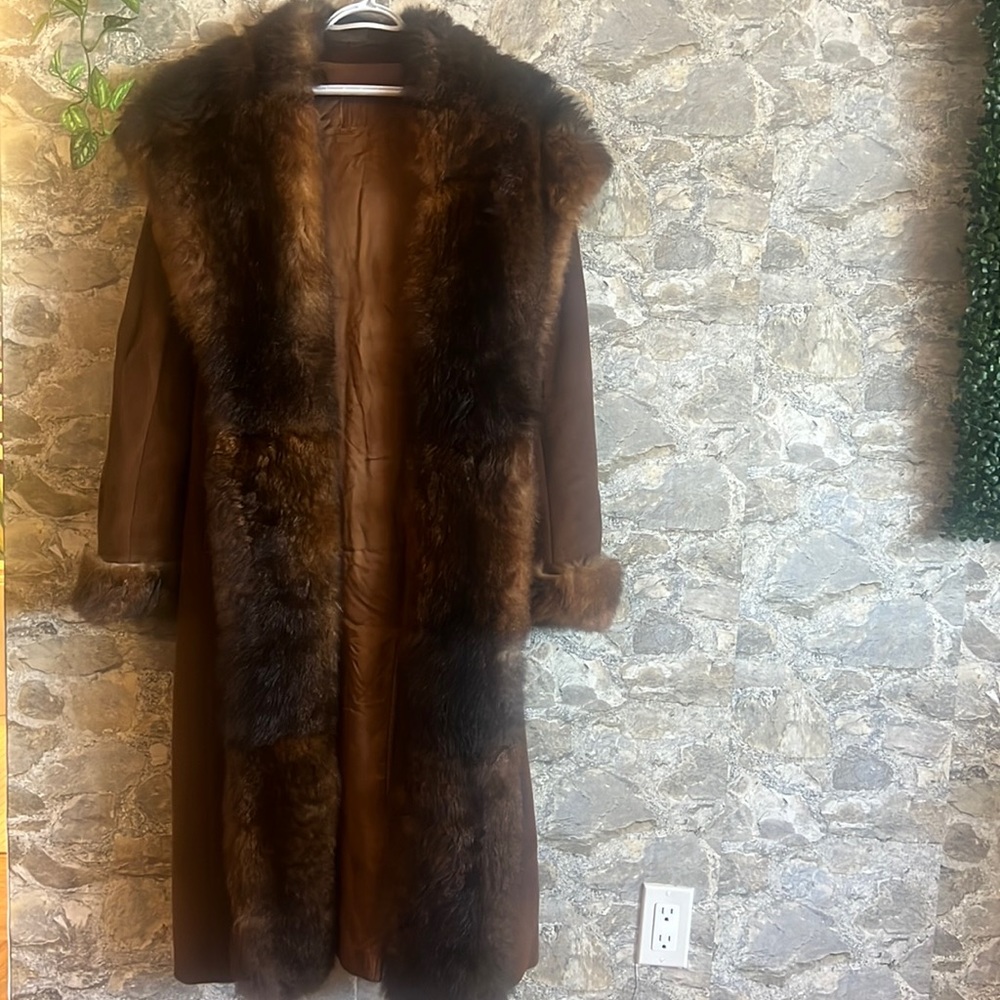 Vintage Max Mara Virgin Wool, Cashmere and Possum Collar Hooded Long Coat